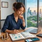 Financial literacy concept with budgeting, saving and investing