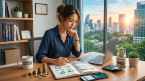 Financial literacy concept with budgeting, saving and investing